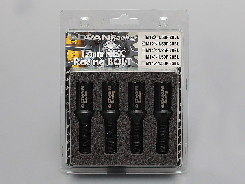 Advan Wheel Bolt 28mm Thread (Black) - 4 Pack