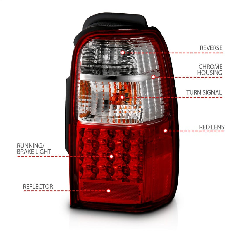 ANZO 2001-2002 Toyota 4 Runner LED Taillights Red/Clear