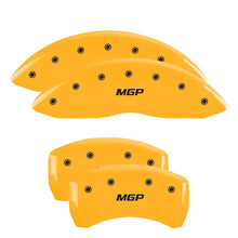 Load image into Gallery viewer, MGP 4 Caliper Covers Engraved Front &amp; Rear MGP Yellow Finish Black Char 2008 Nissan 350Z