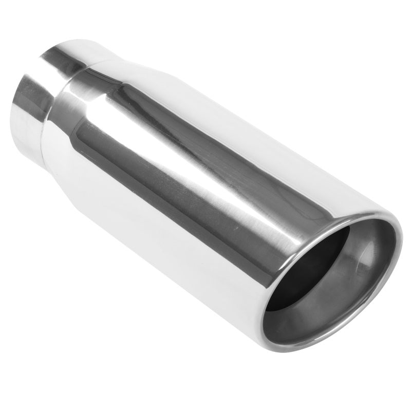 MagnaFlow Tip Stainless Double Wall Round Single Outlet Polished 5in DIA 4in Inlet 13in Length