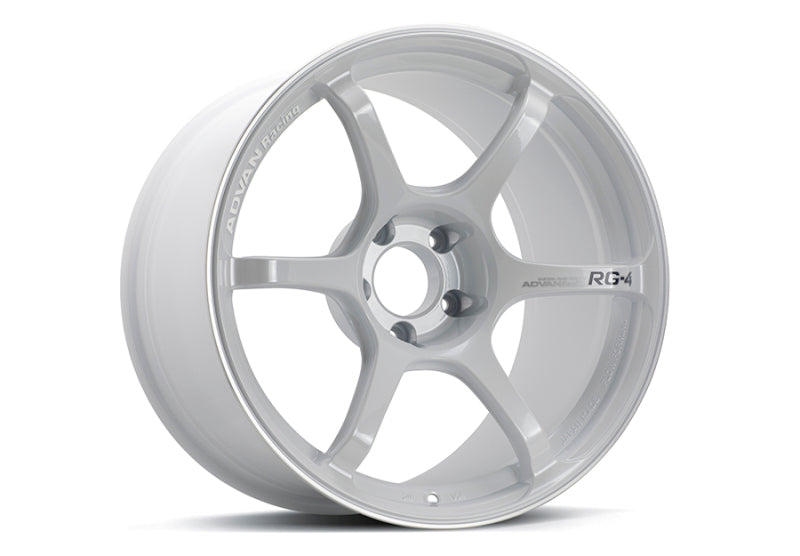 Advan RG-4 18x8.5 +37 5-114.3 Racing White Metallic & Ring Wheel