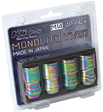 Load image into Gallery viewer, Project Kics 14 x 1.5 Neochrome T1/07 Monolith Lug Nuts - 4 Pcs