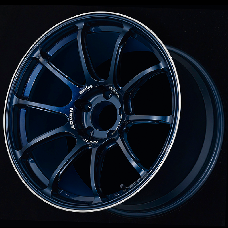 Advan RZ-F2 18x9.5 +29 5-114.3 Racing Titanium Blue and Ring Wheel